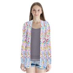 Floral Pattern Drape Collar Cardigan