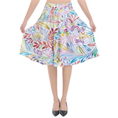 Floral Pattern Flared Midi Skirt