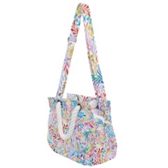 Floral Pattern Rope Handles Shoulder Strap Bag