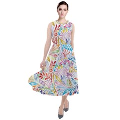 Floral Pattern Round Neck Boho Dress