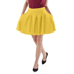 Geometric-pattern-yellow A-line Pocket Skirt by nateshop