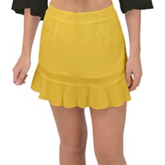 Geometric-pattern-yellow Fishtail Mini Chiffon Skirt by nateshop