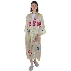 Pattern-star Moca Maxi Satin Kimono by nateshop