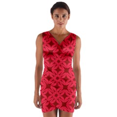 Red-star Wrap Front Bodycon Dress by nateshop