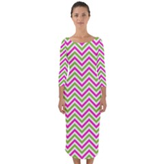 Mave,chevron,white,navi,purple Quarter Sleeve Midi Bodycon Dress by nateshop