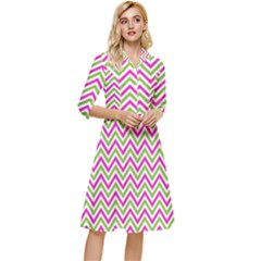 Mave,chevron,white,navi,purple Classy Knee Length Dress by nateshop