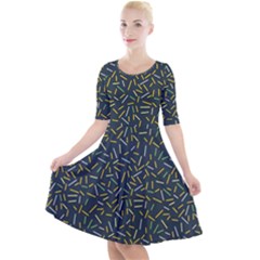 Abstract Pattern Sprinkles Sprinkle Quarter Sleeve A-line Dress by Wegoenart