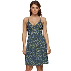 Abstract Pattern Sprinkles Sprinkle V-neck Pocket Summer Dress 