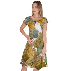 Illustration Sheet Autumn Color Drawing Classic Short Sleeve Dress