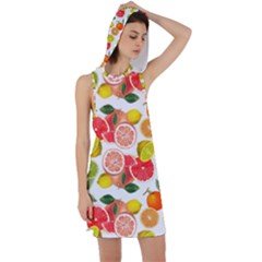 Citrus Fruit Seamless Pattern Racer Back Hoodie Dress by Wegoenart