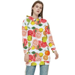 Citrus Fruit Seamless Pattern Women s Long Oversized Pullover Hoodie by Wegoenart