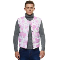 Valentine-background-hearts-bokeh Men s Short Button Up Puffer Vest	