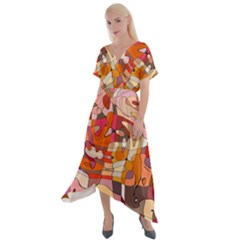 Abstract-ilustrasi Cross Front Sharkbite Hem Maxi Dress by nateshop