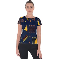 Abstract-geometric Short Sleeve Sports Top  by nateshop