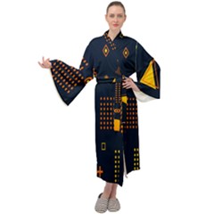 Abstract-geometric Maxi Velour Kimono by nateshop