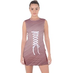 Background-pink Soft Lace Up Front Bodycon Dress by nateshop