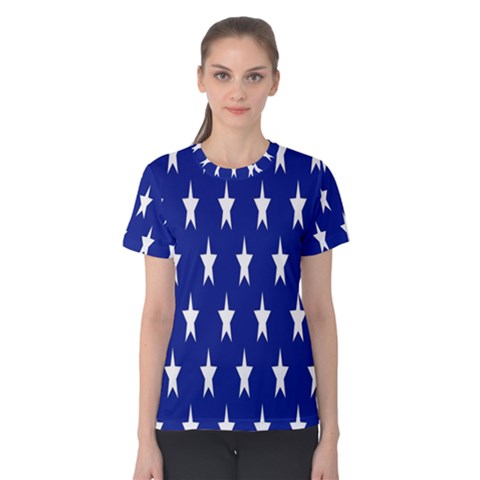 Banner-star Blue Women s Cotton Tee by nateshop