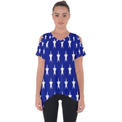 Banner-star Blue Cut Out Side Drop Tee by nateshop