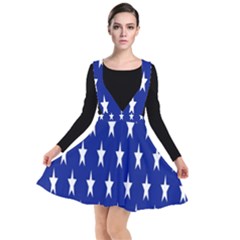 Banner-star Blue Plunge Pinafore Dress