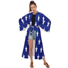 Banner-star Blue Maxi Kimono by nateshop