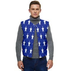 Banner-star Blue Men s Short Button Up Puffer Vest	 by nateshop