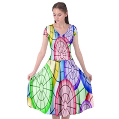 Circles-calor Cap Sleeve Wrap Front Dress