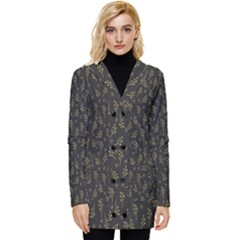 Floral,elegan Button Up Hooded Coat  by nateshop