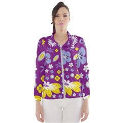 Floral-purple Yellow Women s Windbreaker by nateshop