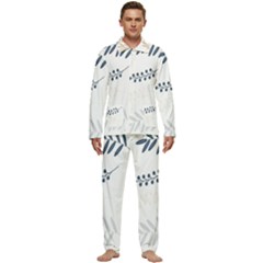 Flower-white Men s Long Sleeve Velvet Pocket Pajamas Set by nateshop