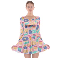 Ice-cream Long Sleeve Skater Dress by nateshop