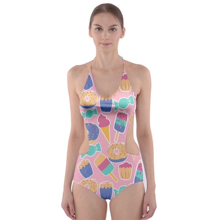 Ice-cream Cut-Out One Piece Swimsuit