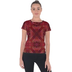 Maroon Short Sleeve Sports Top  by nateshop