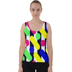 Illustration Geometric Form Circle Line Pattern Velvet Tank Top by Wegoenart