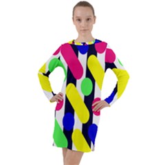 Illustration Geometric Form Circle Line Pattern Long Sleeve Hoodie Dress