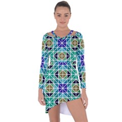 Mosaic Asymmetric Cut-out Shift Dress by nateshop