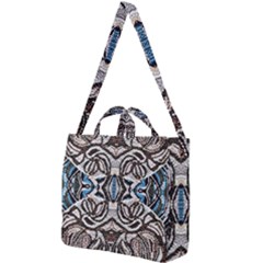 Embroidered Symmetry Square Shoulder Tote Bag by kaleidomarblingart