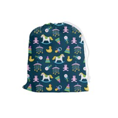 Cute Babies Toys Seamless Pattern Drawstring Pouch (large) by Vaneshart