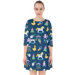 Cute Babies Toys Seamless Pattern Smock Dress by Vaneshart