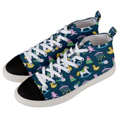 Cute Babies Toys Seamless Pattern Men s Mid-top Canvas Sneakers