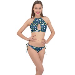 Cute Babies Toys Seamless Pattern Cross Front Halter Bikini Set by Vaneshart