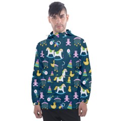 Cute Babies Toys Seamless Pattern Men s Front Pocket Pullover Windbreaker by Vaneshart