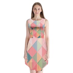 Illustration Pink Background Geometric Triangle Sleeveless Chiffon Dress  
