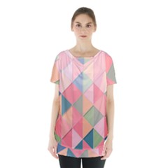 Illustration Pink Background Geometric Triangle Skirt Hem Sports Top by Wegoenart
