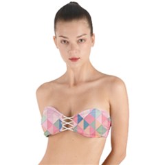 Illustration Pink Background Geometric Triangle Twist Bandeau Bikini Top by Wegoenart