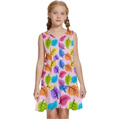 Pattern Illustration Background Abstract Leaves To Dye Kids  Sleeveless Tiered Mini Dress
