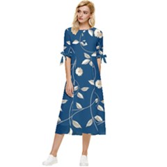 Illustration Pattern Abstract Wallpaper Design Bow Sleeve Chiffon Midi Dress