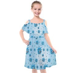 Illustration Virus Pattern Kids  Cut Out Shoulders Chiffon Dress