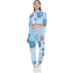 Illustration Virus Pattern Cropped Zip Up Lounge Set by Wegoenart