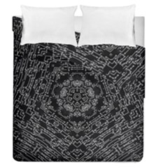 Illustration Black White Rosette Mandala Ornament Wallpaper Duvet Cover Double Side (queen Size) by Wegoenart