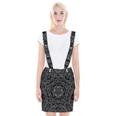 Illustration Black White Rosette Mandala Ornament Wallpaper Braces Suspender Skirt by Wegoenart